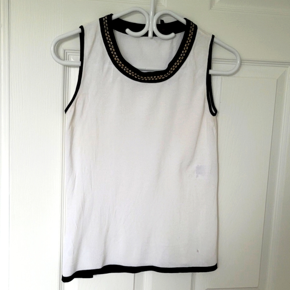 Escada top with gold collar embellishment